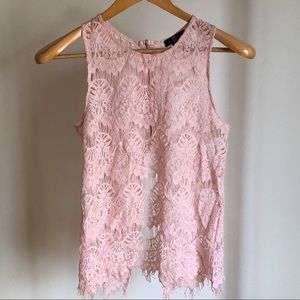 Pink Lace Sleeveless Blouse